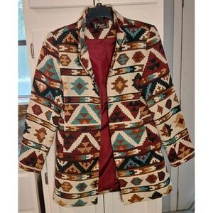 Cowgirl LegendWomen Jacket Size12 SouthwestPrint Lined WesternWearPocketOutdoor